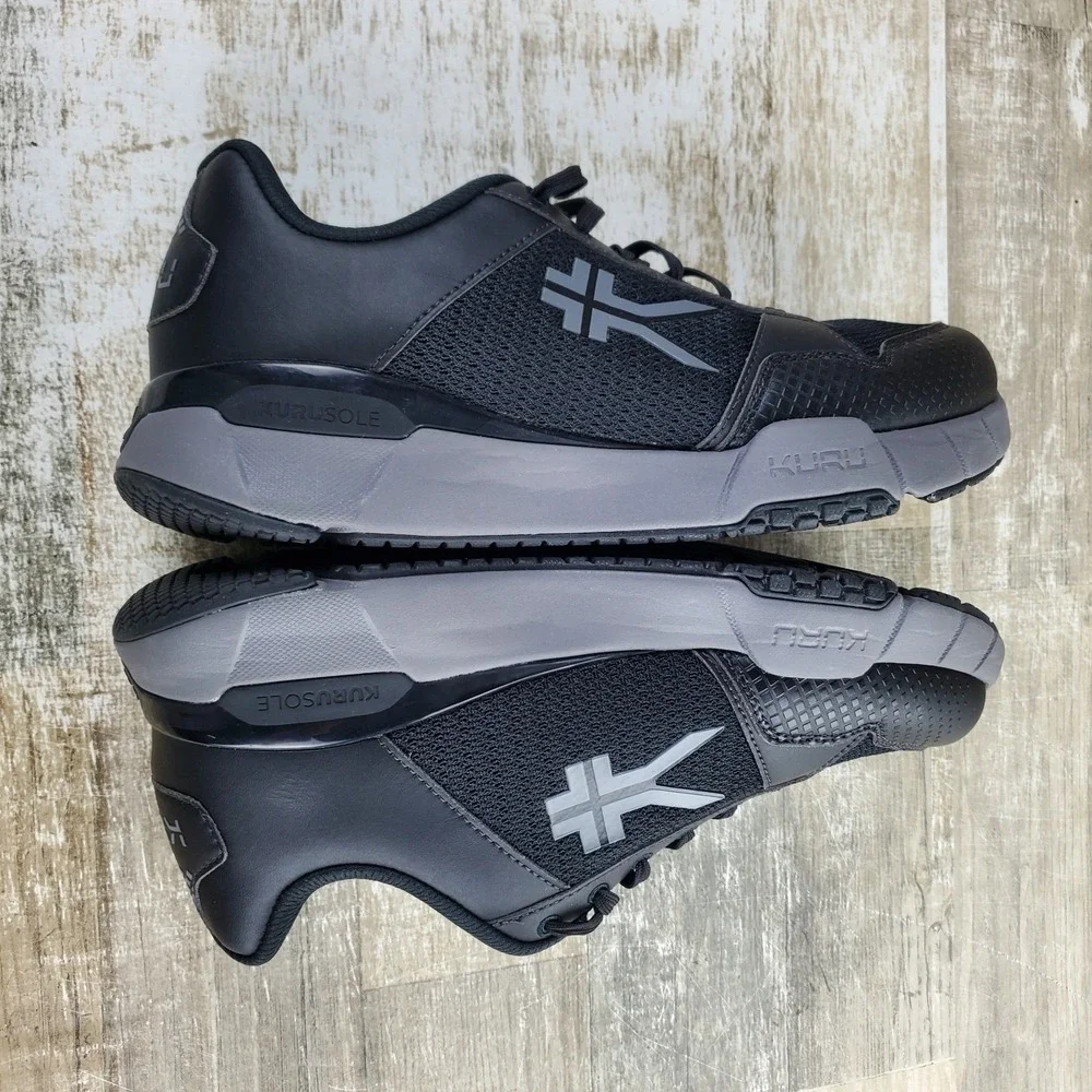 Kuru Quantum 2.0 Mens Shoes Sz 9.5 Wide Running Black Slate Gray Lace Up Sneaker
